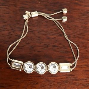 Goldtone Adjustable Bracelet with Clear Stones